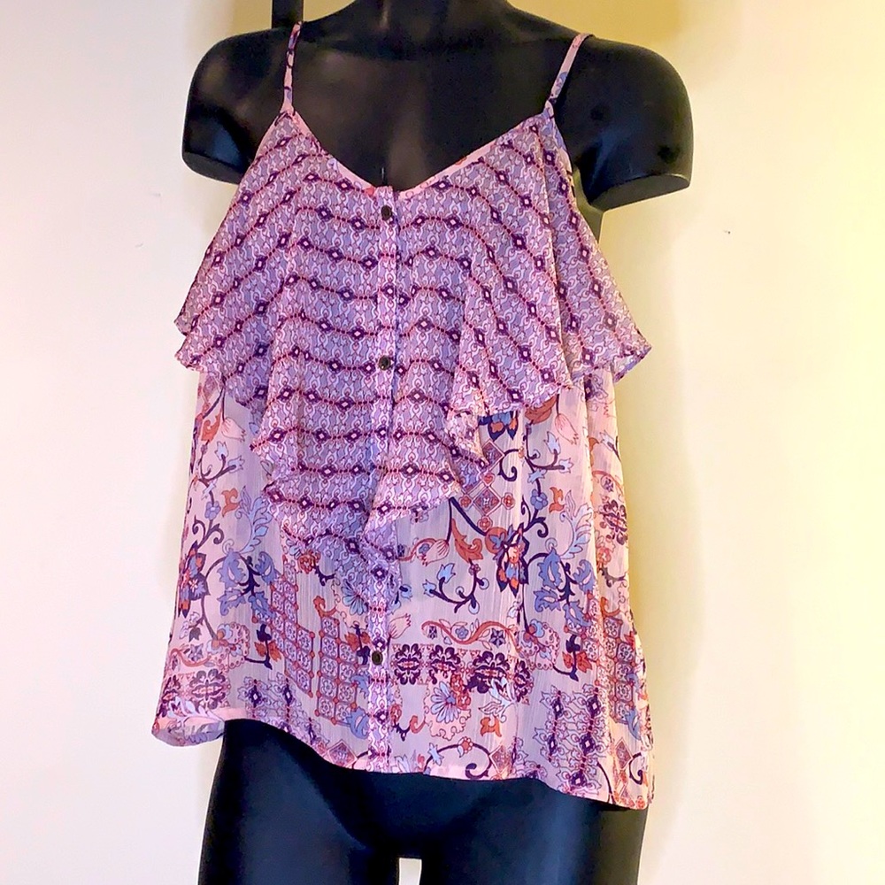 Women’s Small Maurices Tank Blouse Floral Design Button Down Like New